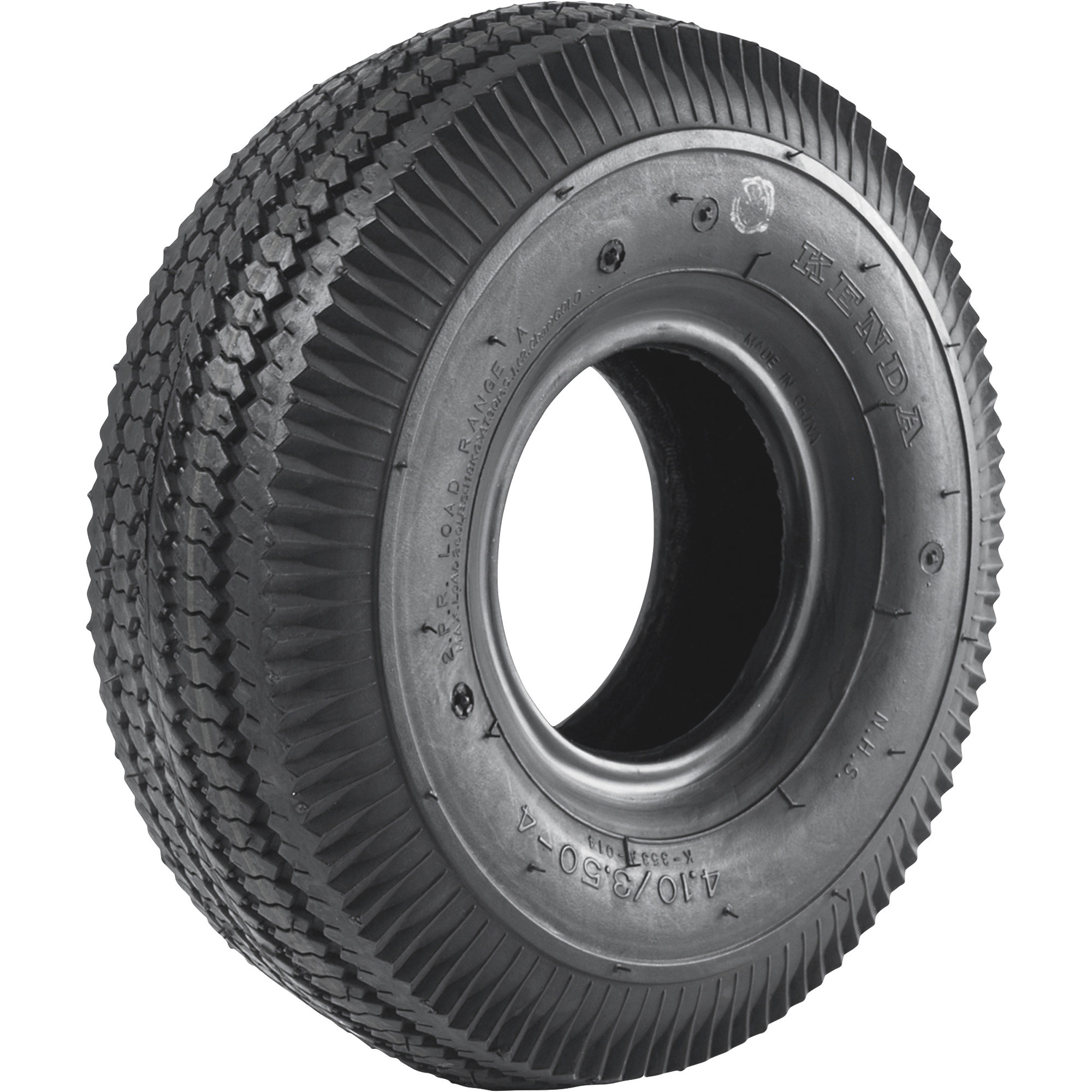 2-Ply Sawtooth Tread Replacement Tubeless Tire for Pneumatic Assemblies, 10.5in. x 410/350 x 4